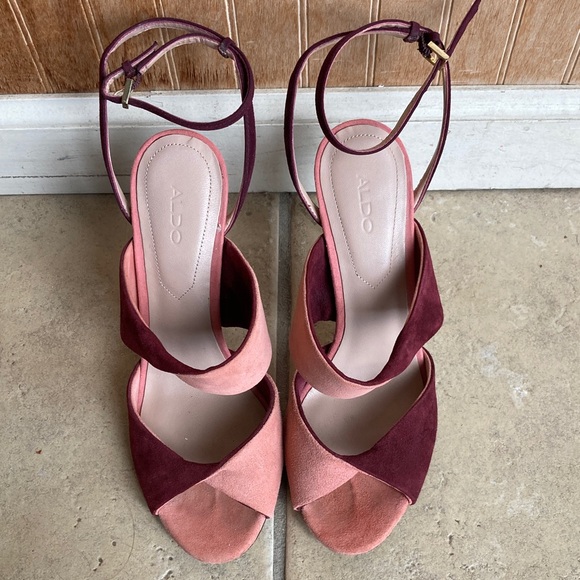 Aldo Women's Dual-Tone Sandals in Pink and Burgundy - Picture 2 of 8